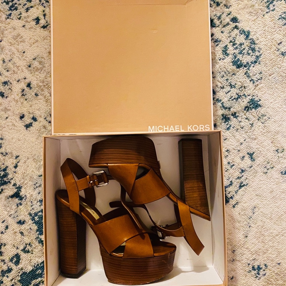 Michael Kors Crista Leather Platform Sandal